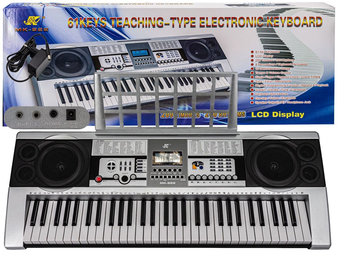 KEYBOARD MK-922 - DUŻY WYŚWIETLACZ LCD, 61 KLAWISZY - ERLI.pl