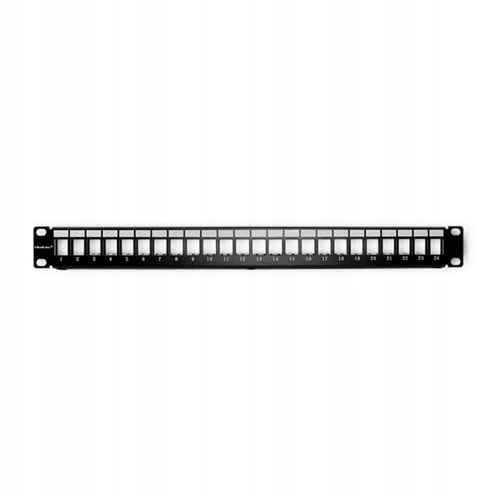 qoltec-patch-panel-rack-or-24-porty-or-utp-blank-or-czarny-stan-nowy