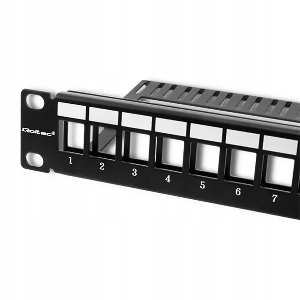 qoltec-patch-panel-rack-or-24-porty-or-utp-blank-or-czarny-certyfikat-ce