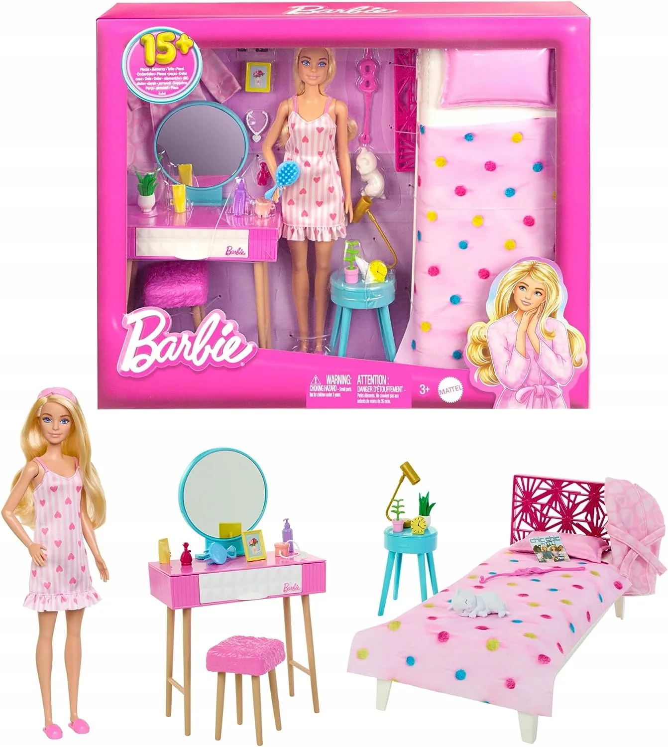 LALKA BARBIE SYPIALNIA Z TOALETKĄ ŁÓŻKO BARBIE – 160000158 - ERLI.pl