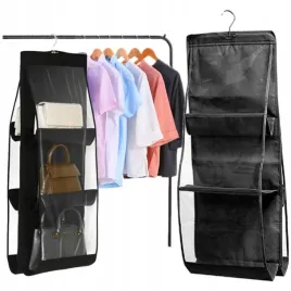 organizer-na-torebki-wiszacy-do-szafy-garderoby-czarny-6-przegrodek