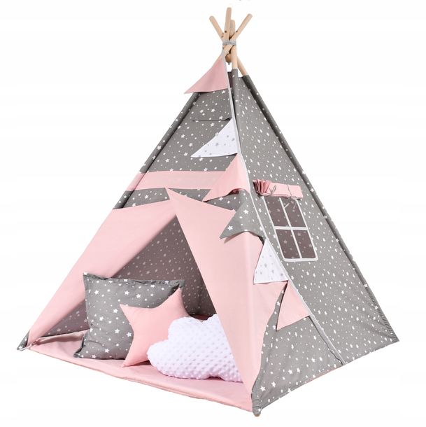 Zdjęcia - Domek Wigwam ﻿Namiot tipi  dla dzieci do pokoju zestaw poduszki różowy Dreamland 