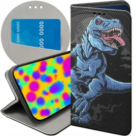 etui-z-klapka-do-realme-c31-wzory-dinozaury-reptilia-prehistoryczne-futeral