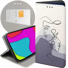 etui-z-klapka-do-realme-c31-wzory-continuous-line-art-kreska-linie-futeral