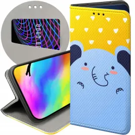 etui-z-klapka-do-realme-c31-wzory-slon-slonie-sloniki-futeral-pokrowiec
