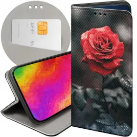etui-z-klapka-do-xiaomi-redmi-9-wzory-roza-z-roza-rose-futeral-pokrowiec