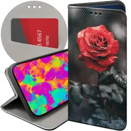etui-z-klapka-do-huawei-p9-wzory-roza-z-roza-rose
