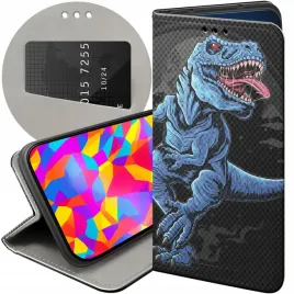 etui-z-klapka-do-huawei-y7-2019-wzory-dinozaury-reptilia-prehistoryczne