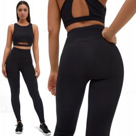 Czarne elastyczne legginsy push-up wish Color Black Size 34
