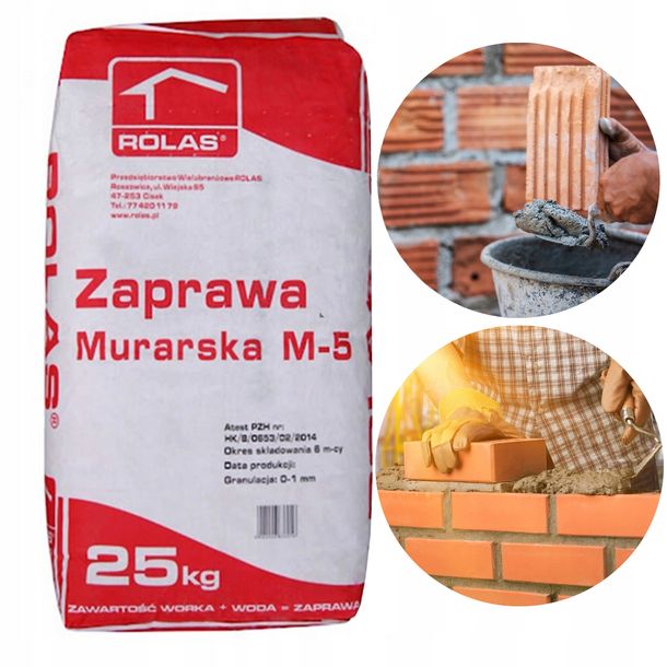 Zaprawa Murarska Cementowo Wapienna M-5 ROLAS 25KG - ERLI.pl