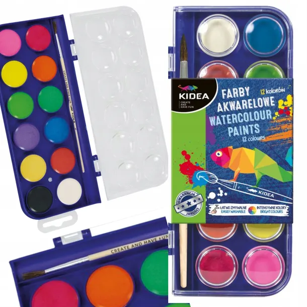 farby-akwarelowe-12-kolorow-kidea-stan-nowy-waga-z-opakowaniem-0-126-kg