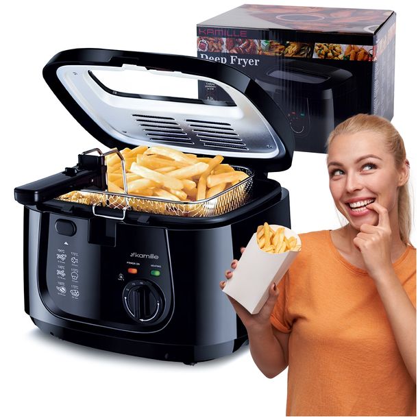 DUŻA FRYTKOWNICA OLEJOWA FRYTOWNICA 2,5L MOCNA XXL AIR FRYER 1800W ...