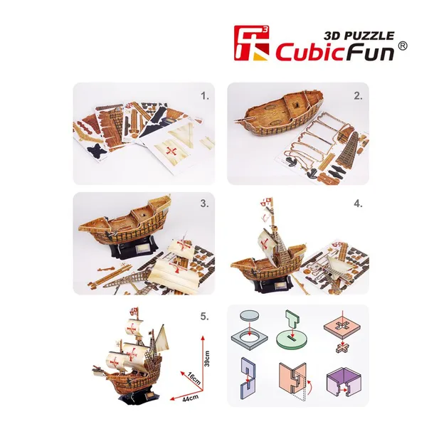 puzzle-3d-zaglowiec-santa-maria-marka-cubic-fun