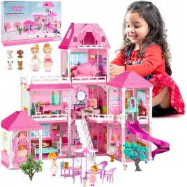 duzy-domek-dla-lalek-villa-rozkladany-rozowy-mebelki-figurki-pieski