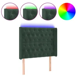zaglowek-do-lozka-z-led-ciemnozielony-93x16x118-128-cm-aksamit