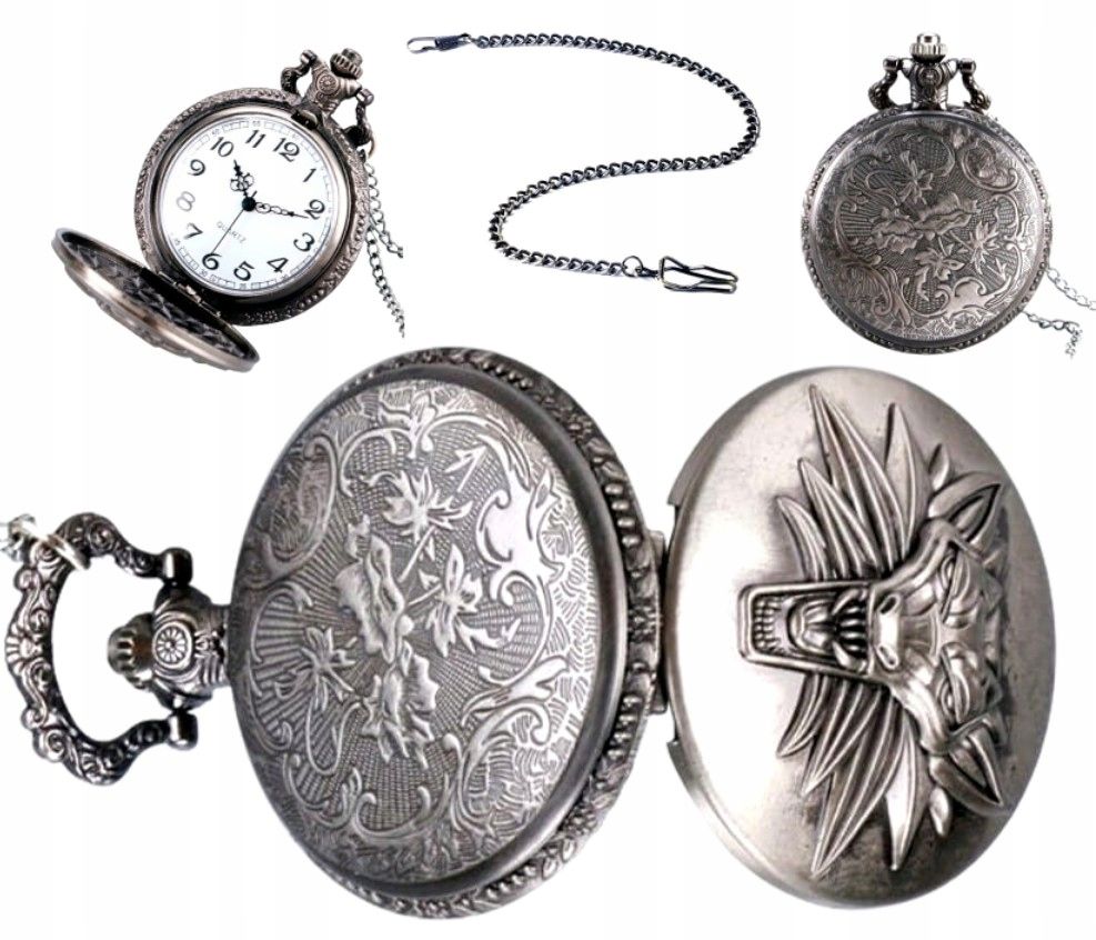 アクセサリー Naoki Zegarek Srebrny Męski kieszonkowy steampunk dewizka dziki