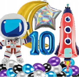 balony-urodziny-10-lat-kosmos-rakieta-astronauta