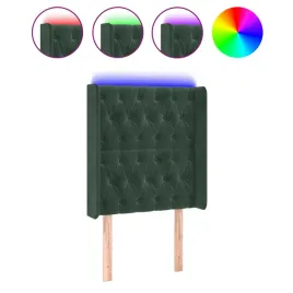 zaglowek-do-lozka-z-led-ciemnozielony-83x16x118-128-cm-aksamit