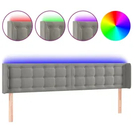 zaglowek-do-lozka-z-led-jasnoszary-163x16x78-88-cm-aksamit