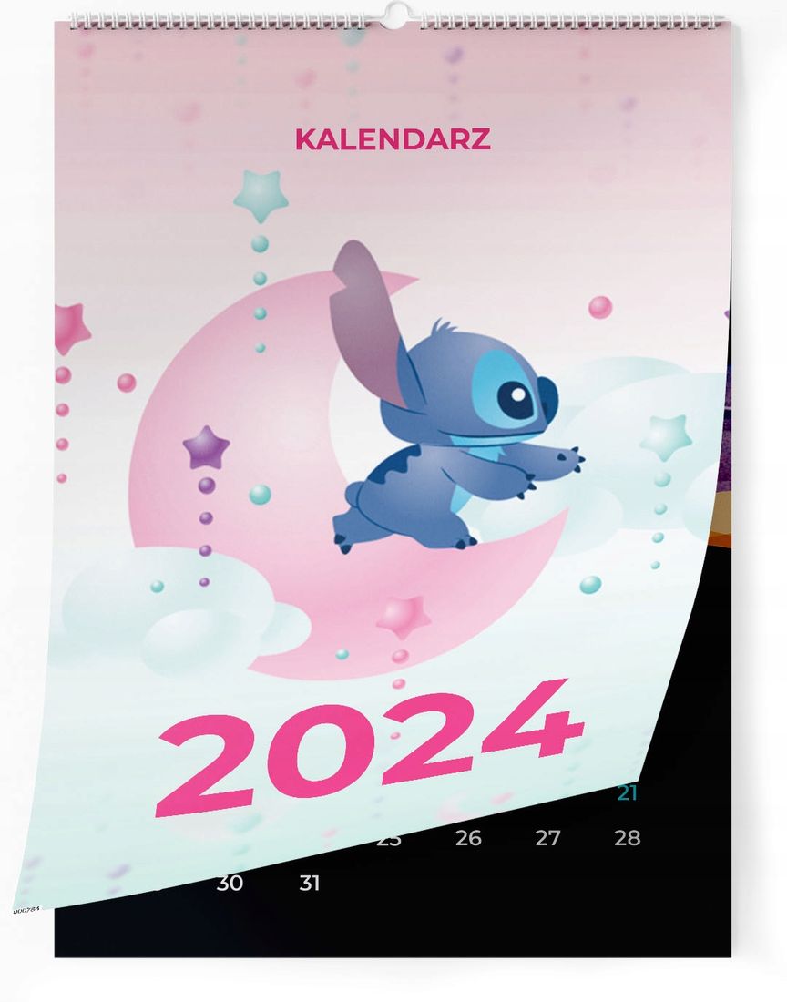 KALENDARZ ŚCIENNY 2024 STITCH 01 13 STRON A4 DUŻO WZORÓW - ERLI.pl