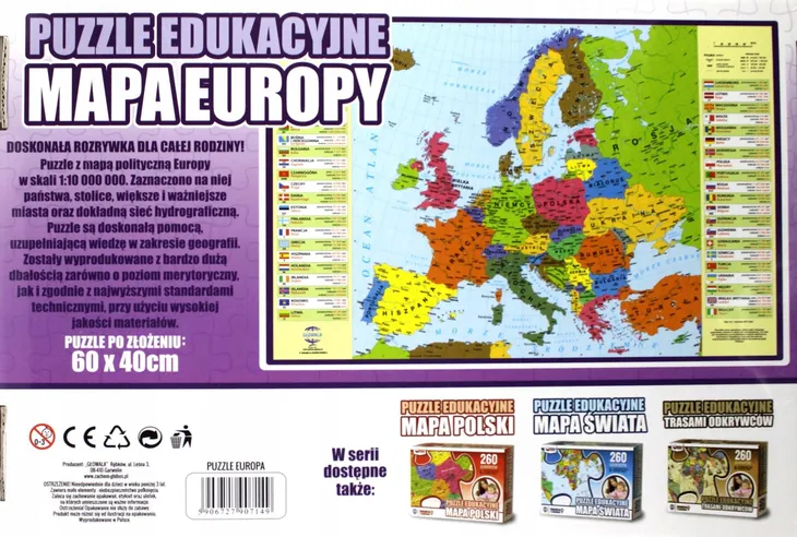 puzzle-260-edukacyjne-mapa-europy-kod-producenta-07149