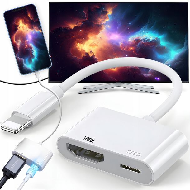 ﻿PRZEJŚCIÓWKA ADAPTER ZŁĄCZE LIGHTNING HDMI DO iPad iPhone FULL HD 1080 60Hz