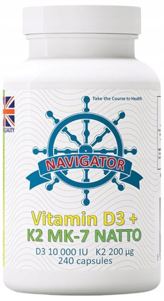 Фото - Вітаміни й мінерали Navigator Witamina D3 10000 Witamina K2 MK-7 200mg 