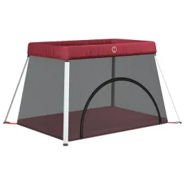 kojec-dla-dziecka-z-materacem-czerwony-lniana-tkanina