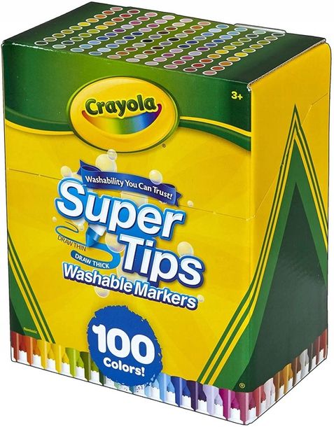 Crayola Supertips FLAMASTRY, PISAKI, MAZAKI 100 SZTUK ZMYWALNE ...