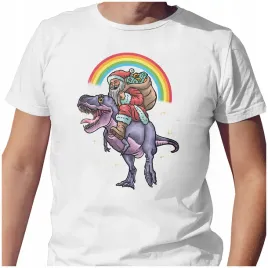 koszulka-meska-t-shirt-swiateczna-2xl-mikolaj-na-dinozaurze-prezenty-jakosc