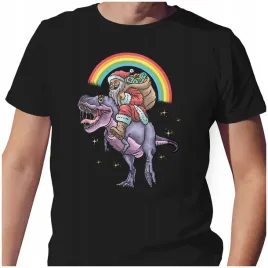 koszulka-meska-t-shirt-swiateczna-m-mikolaj-na-dinozaurze-prezenty-jakosc