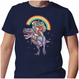 koszulka-meska-t-shirt-swiateczna-m-mikolaj-na-dinozaurze-prezenty-jakosc