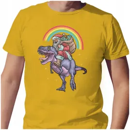 koszulka-meska-t-shirt-swiateczna-s-mikolaj-na-dinozaurze-prezenty-jakosc