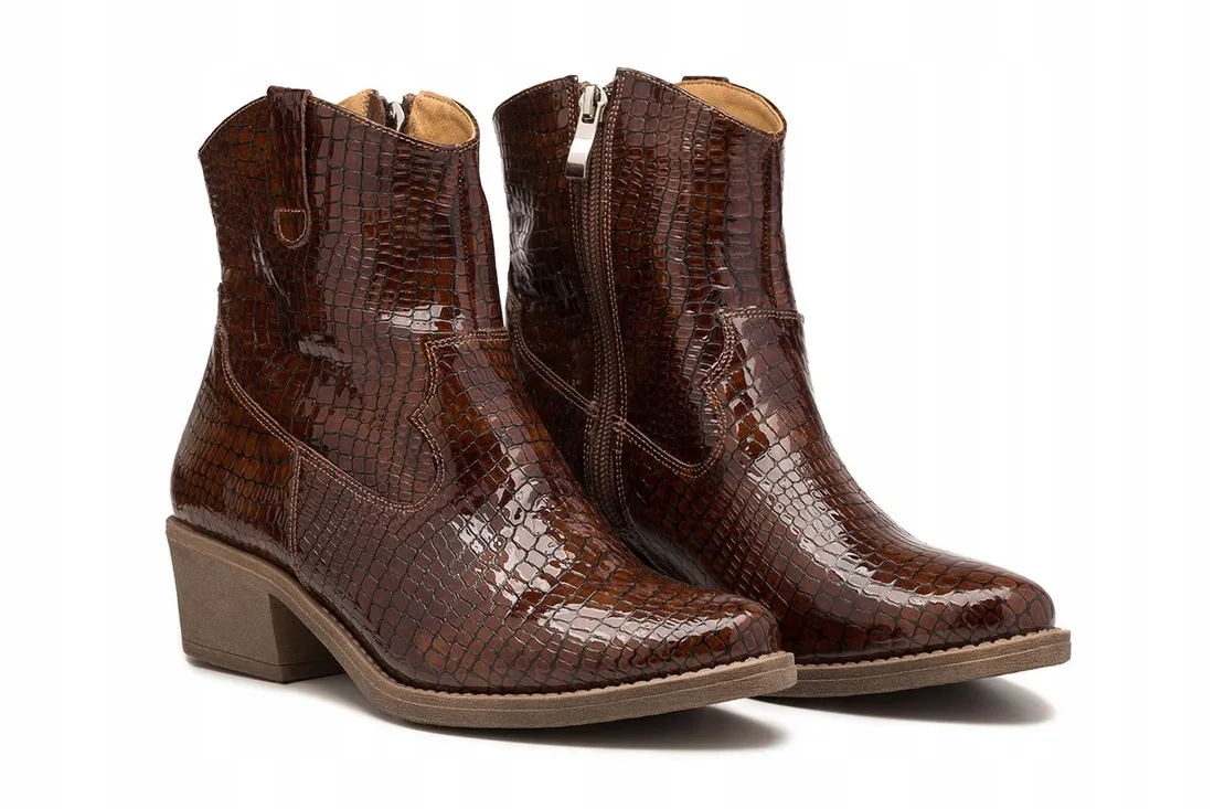 Botki skóra motyw węża KW-1 kowbojki niskie 39 – 165148028 - ERLI.pl