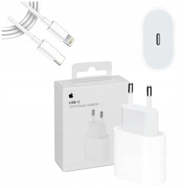 Фото - Зарядний пристрій Apple ﻿ŁADOWARKA SIECIOWA DO  IPHONE USB-C 20W + KABEL USB C - LIGHTNING 1M 