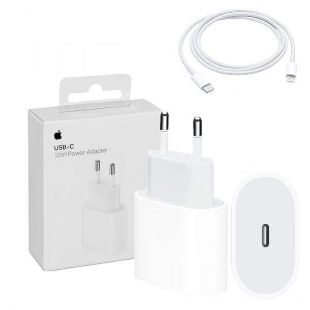 Фото - Зарядний пристрій Apple ORYGINALNA ŁADOWARKA SZYBKA DO  IPHONE 20W + KABEL USB-C LIGHTNING 1M 
