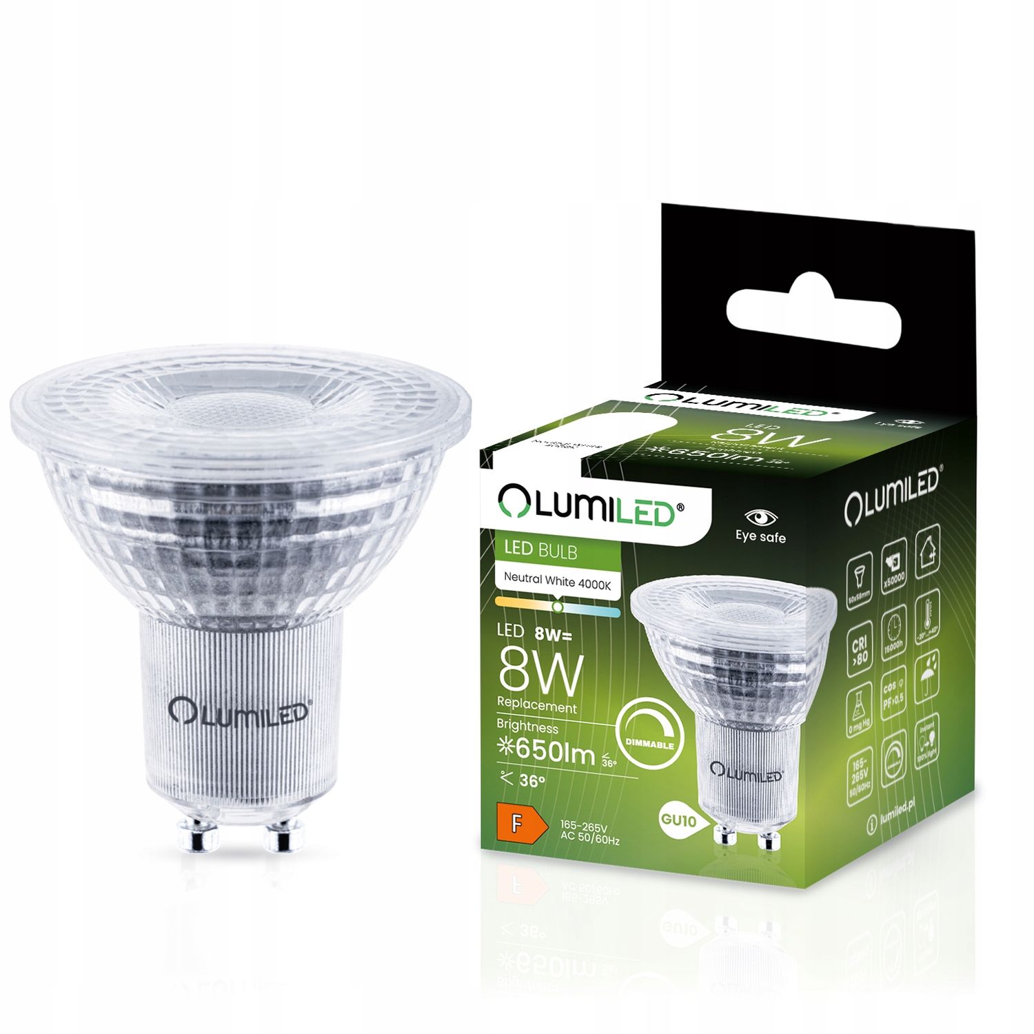 10x-led-bulb-gu10-8w-650lm-4000k-neutral-reflektor-stmievateľný-stav-nový