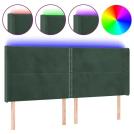 zaglowek-do-lozka-z-led-ciemnozielony-203x16x118-128cm-aksamit