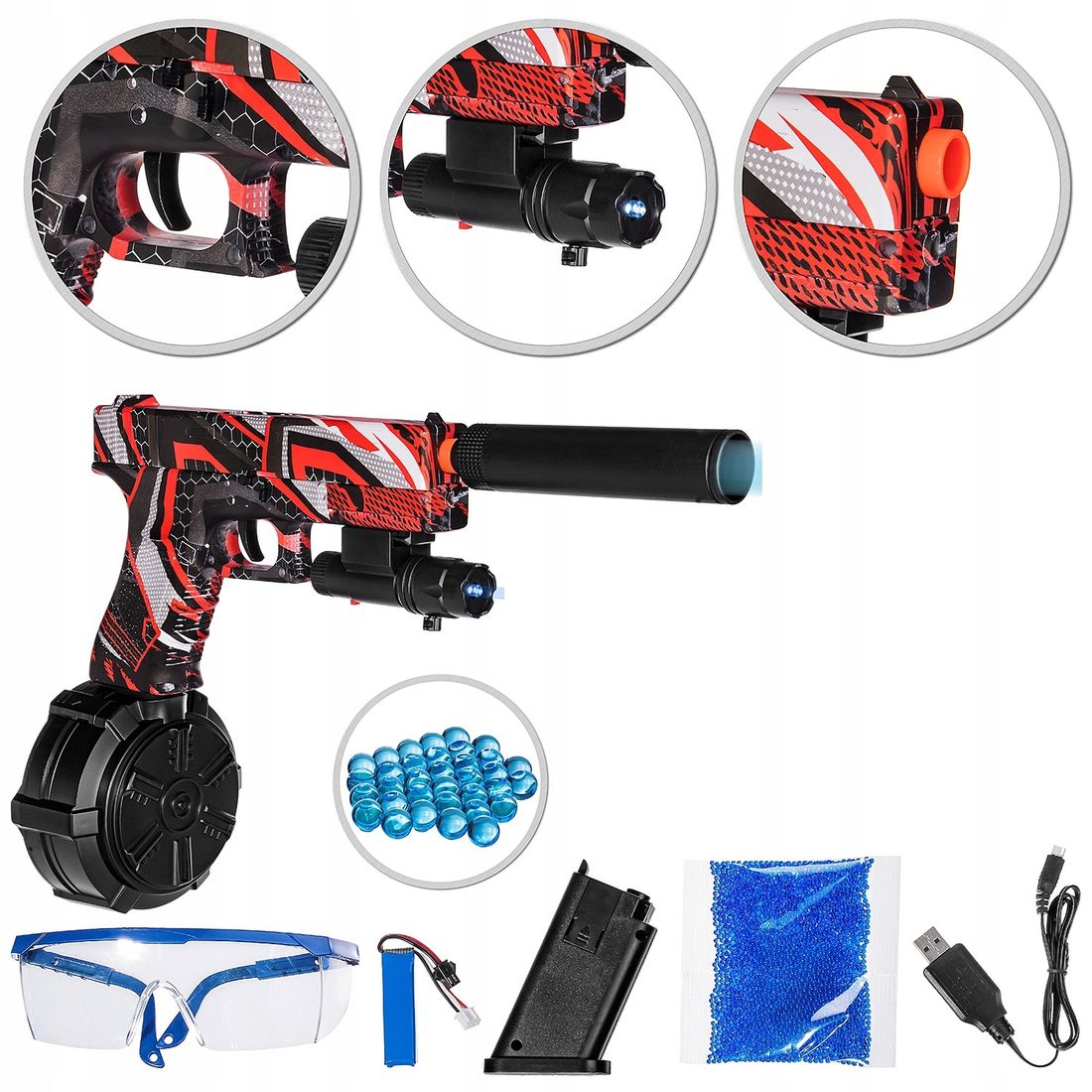 GLOCK JM-X2 PISTOLET KULKI ŻELOWE BLASTER LATARKA – 165547674