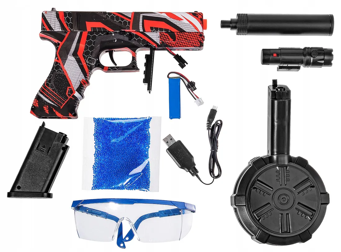 GLOCK JM-X2 PISTOLET KULKI ŻELOWE BLASTER LATARKA – 165547674