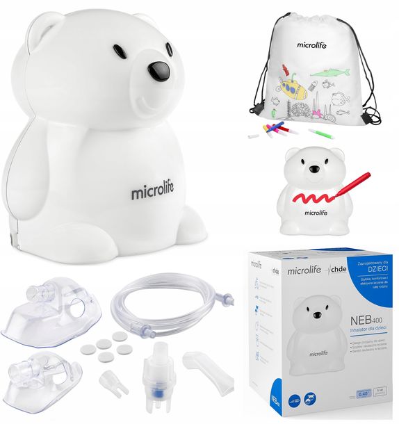 ﻿Inhalator MICROLIFE ELEKTRYCZNY NEBULIZATOR DLA DZIECI NEB 400 MIŚ NEB400