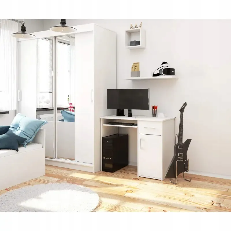 biurko-wolnostojace-biale-1-szuflada-90-cm-1-drzwi