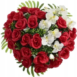 serce-podklad-kompozycja-stroik-dekoracja-grob-wiazanka-bukiet-roza-liscie