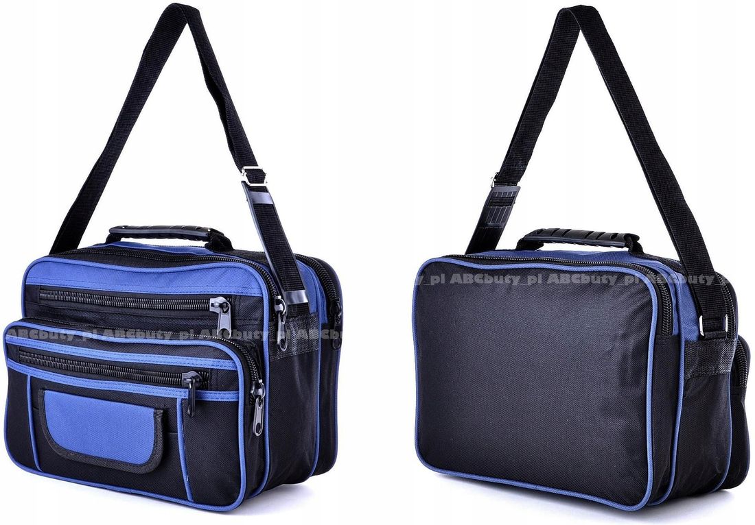 G1-33 GRANATOWA TORBA MĘSKA NA RAMIĘ DO PRACY POZIOMA TECZKA 33x25x14cm ...