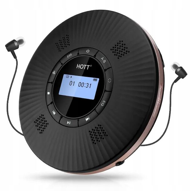 ﻿Odtwarzacz CD przenośny discman Bluetooth AUX GŁOŚNIKI, TRANSMITER FM, HiFi
