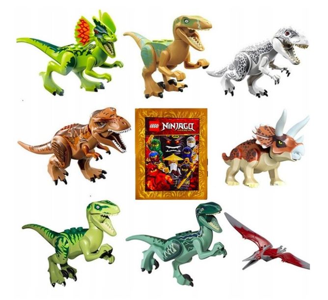 Фото - Конструктор Lego ﻿Klocki Dinozaury figurki Duży Zestaw 8 sztuk karta  Gratis 