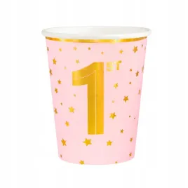 kubeczki-rozowe-papierowe-w-zlote-gwiazdki-na-roczek-dla-dziewczynki-6szt