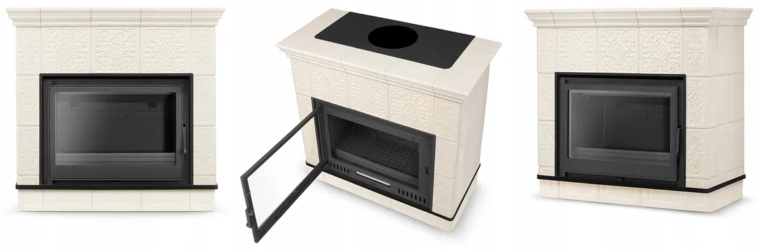 Piec kaflowy kominek koza żeliwny wkład FERRARA 14kW by