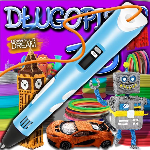 ﻿DŁUGOPIS DRUKARKA 3D PEN MAGICZNY ZESTAW DLA DZIECI KREATYWNY PLA WKŁADY