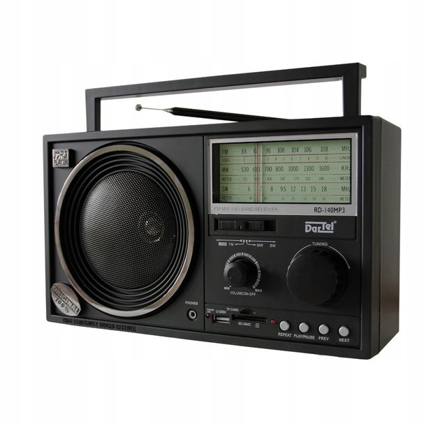 PRZENOŚNY ODBIORNIK RADIOWY RADIO FM BATERYJNO-SIECIOWE DARTEL RD-140MP3